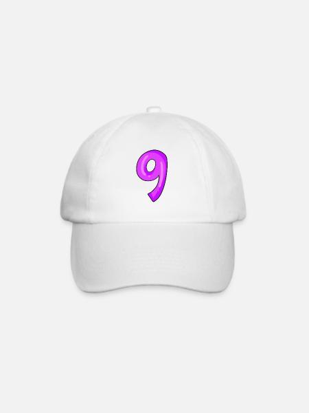 Nummer 9 - Baseballkappe - Weiß/Weiß