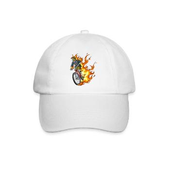 Brennender Biker / Biker Flammen - Baseballkappe - Weiß/Weiß - Vorne