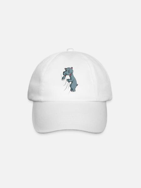 Nilpferd - Baseballkappe - Weiß/Weiß