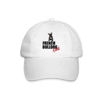 französischer Bulldoggen-Vater - Baseballkappe - Weiß/Weiß - Vorne