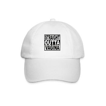 Straigt Outta Vagina - Baseballkappe - Weiß/Weiß - Vorne