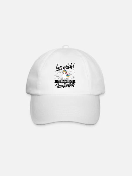 Lass mich unnötiger Sozialkontakt Einhorn Humor - Baseballkappe - Weiß/Weiß