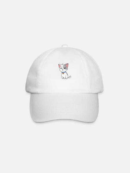 Kawaii Katze - Baseballkappe - Weiß/Weiß