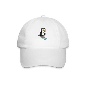 Pinguin fährt Ski - Baseballkappe - Weiß/Weiß - Vorne