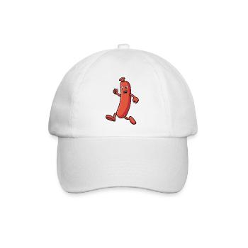 Wurst die rennt - Lustiges Illustration - Baseballkappe - Weiß/Weiß - Vorne