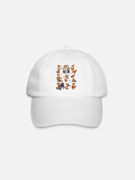 Cartoon Fuchs Big Band - Baseballkappe - Weiß/Weiß