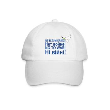 NEIN ZUM KRIEG! (BLAU) - Baseballkappe - Weiß/Weiß - Vorne