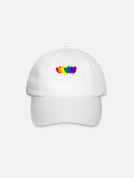 bunte Herzen - Baseballkappe - Weiß/Weiß