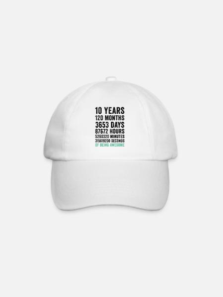 Geburtstag 10 Jahre großartig sein - Baseballkappe - Weiß/Weiß