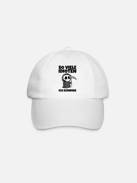 So viele Idioten Ich kündige - Sensenmann Reaper - Baseballkappe - Weiß/Weiß