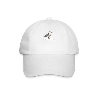 Möwe auf Stein - Baseballkappe - Weiß/Weiß - Vorne