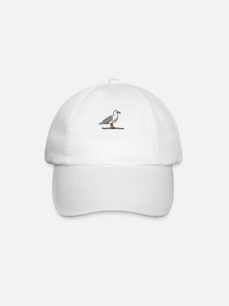 Möwe auf Stein - Baseballkappe - Weiß/Weiß