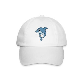 Delfin Familie - Delfin mit Baby - Delfin Motiv - Baseballkappe - Weiß/Weiß - Vorne