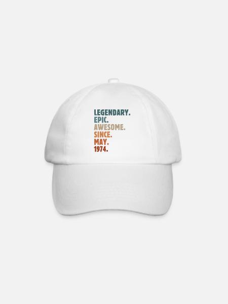 1974 Mai Vintage Jahrgang Geburtstag Geschenk - Baseballkappe - Weiß/Weiß