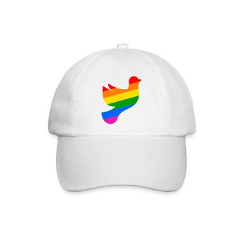 LGBTQ Friedenstaube mit Regenbogenfahne - Baseballkappe - Weiß/Weiß - Vorne
