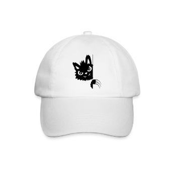 Kratzende Böse Katze - Baseballkappe - Weiß/Weiß - Vorne