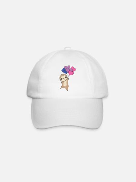 Bi Flag Gay Pride LGBTQ Herzen Faultier - Baseballkappe - Weiß/Weiß