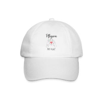 Pflegerin Altenpflegerin Pflege mit Herz - Baseballkappe - Weiß/Weiß - Vorne