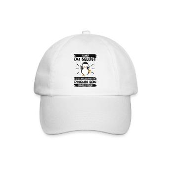 Pinguin Sei Immer Du Selbst Spruch Geschenk - Baseballkappe - Weiß/Weiß - Vorne