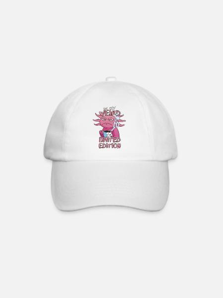 Genervter Cartoon Axolotl - Limited Edition Spruch - Baseballkappe - Weiß/Weiß