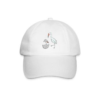 Kranich mit Baby Kranich - Baseballkappe - Weiß/Weiß - Vorne