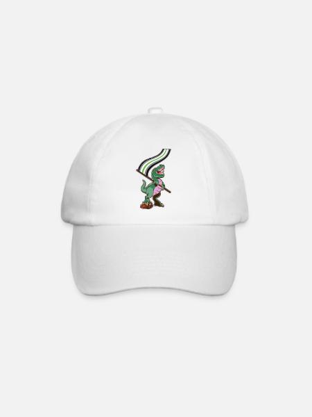 LGBTQ-Flagge - Dinosaurier-Agender - Baseballkappe - Weiß/Weiß