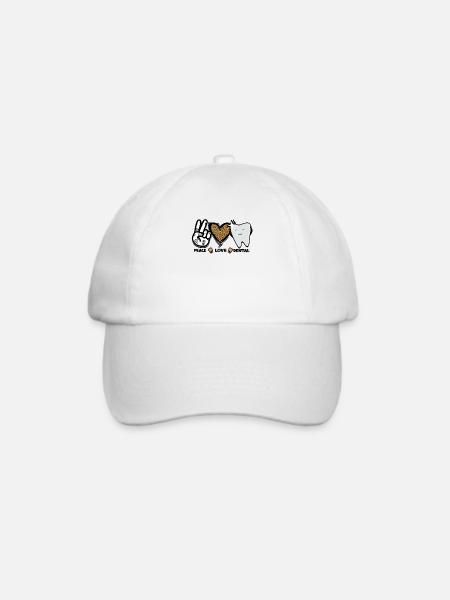 Peace Love Dental Leopard Herz Zähne - Zahn - Baseballkappe - Weiß/Weiß