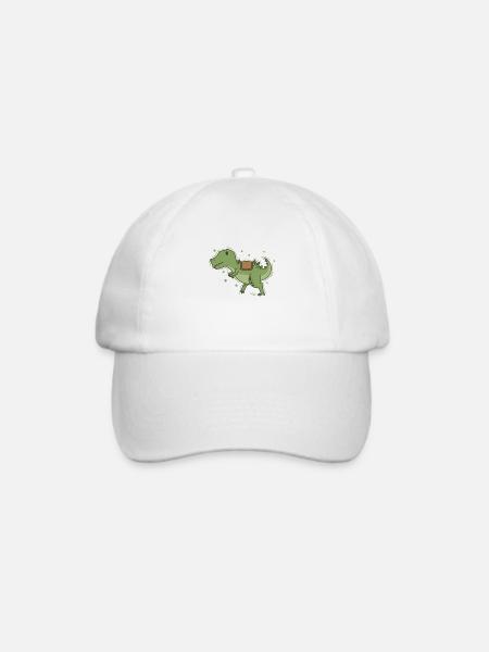 T-Rex Dino mit Sattel zum Reiten Reptil - Baseballkappe - Weiß/Weiß