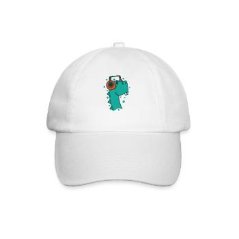 Dino hört Musik mit Kopfhörer Dinosaurier - Baseballkappe - Weiß/Weiß - Vorne
