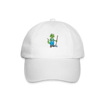 Gerne im Garten -Gärtner Gecko - Baseballkappe - Weiß/Weiß - Vorne