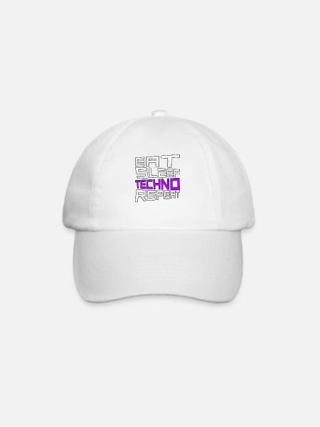 eat sleep techno repeat - Baseballkappe - Weiß/Weiß