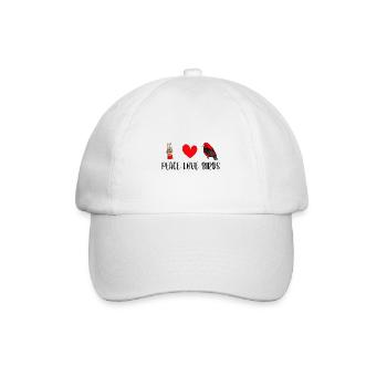Bird Watching - Peace Love Birds - Bird Watcher - Baseballkappe - Weiß/Weiß - Vorne