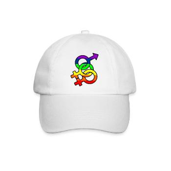 Geschlecht bisexuell 2 Logo mit Regenbogen - Baseballkappe - Weiß/Weiß - Vorne