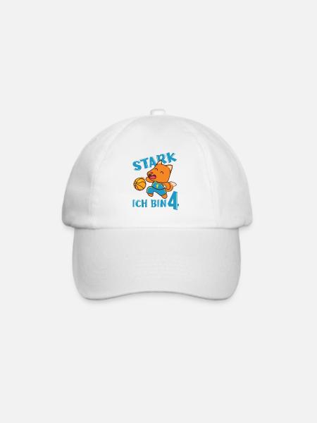 4. Geburtstag Stark Ich bin 4 Fuchs Basketballer - Baseballkappe - Weiß/Weiß