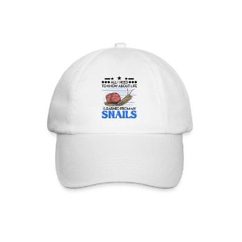 Schnecke Geschenk Weinbergschnecke - Baseballkappe - Weiß/Weiß - Vorne