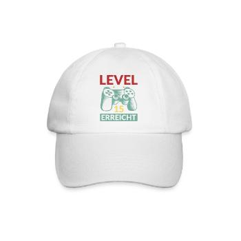 Level 15 Erreicht Gamer - Baseballkappe - Weiß/Weiß - Vorne
