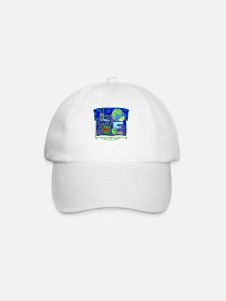Love World Earth Day Umwelthemd, Geschenk - Baseballkappe - Weiß/Weiß