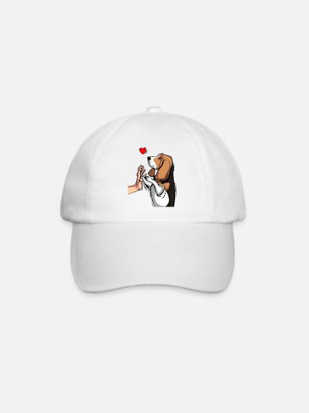 Basset Hound - Baseballkappe - Weiß/Weiß