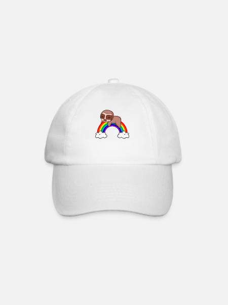 Regenbogen Faultier - Baseballkappe - Weiß/Weiß