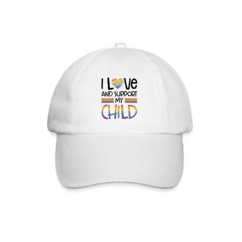 I Love And Support My Child Gay Lesbian Rainbow Pr - Baseballkappe - Weiß/Weiß - Vorne