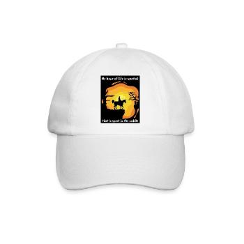 Reitersprüche Reiten Sonnenuntergang Reiter Pferd - Baseballkappe - Weiß/Weiß - Vorne