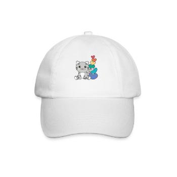 Regenbogen Herzen Pride LGBTQ süße tiere Katze - Baseballkappe - Weiß/Weiß - Vorne