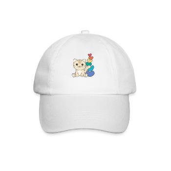Regenbogen Herzen Pride LGBTQ süße tiere Katze - Baseballkappe - Weiß/Weiß - Vorne