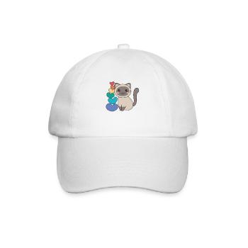 Regenbogen Herzen Pride LGBTQ süße tiere Katze - Baseballkappe - Weiß/Weiß - Vorne