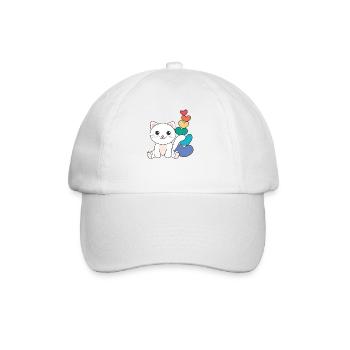 Regenbogen Herzen Pride LGBTQ süße tiere Katze - Baseballkappe - Weiß/Weiß - Vorne