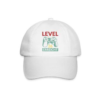 Level 26 Erreicht Gamer - Baseballkappe - Weiß/Weiß - Vorne