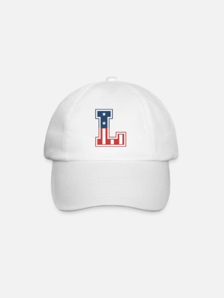 Buchstabe L USA - Baseballkappe - Weiß/Weiß