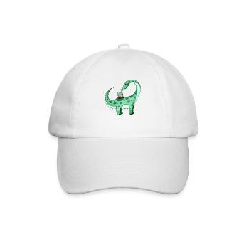 Dinosaurier mit Baby Dinosaurier - Baseballkappe - Weiß/Weiß - Vorne