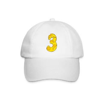 Zahl 3 Ziffer Käse - Baseballkappe - Weiß/Weiß - Vorne