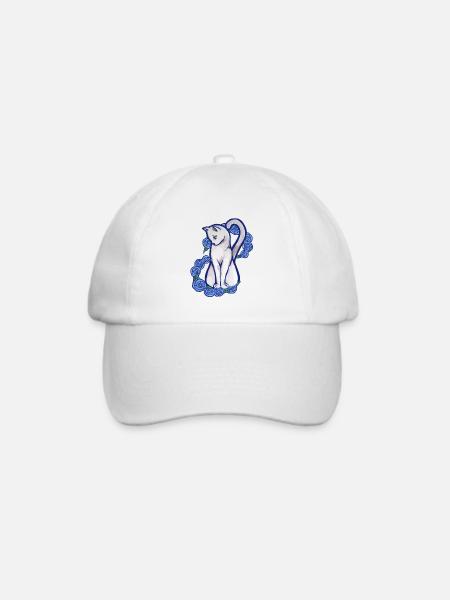 Weiße Katze - Baseballkappe - Weiß/Weiß